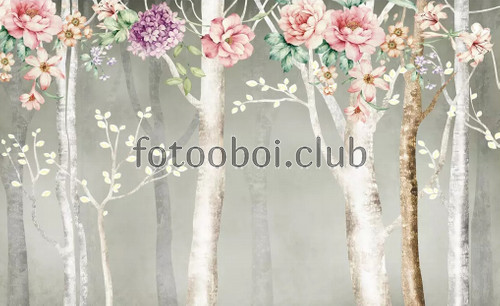 деревья, розы, 3д, 3d, дизайнерские